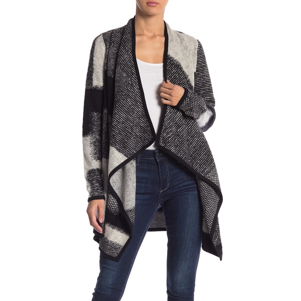 Lucky Brand Check Waterfall Cardigan